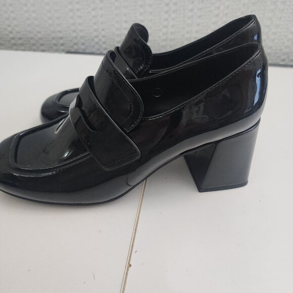 Coutgo Penny Loafers Chunky Block Heels Square Toe Shoes Black Women's Size 8 - Picture 8 of 14